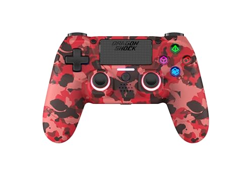 DRAGON SHOCK DragonShock - MIZAR BT - Controlador inalámbrico para PS4, PC y Dispositivos móviles (Rojo Camuflaje)