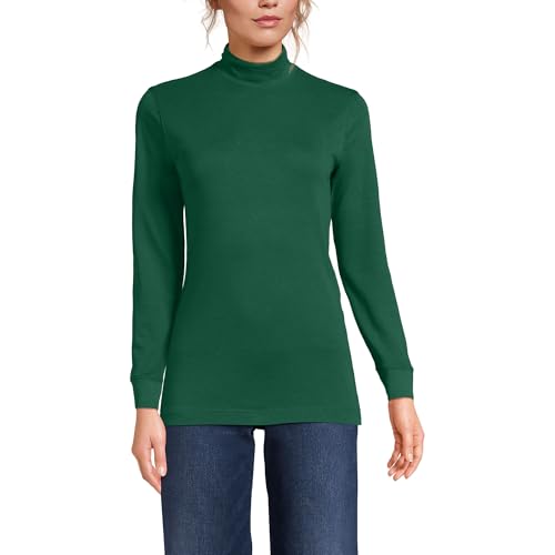 Image of Lands' End Women's Cotton Mock Turtleneck