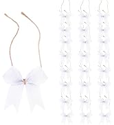 Meseey 24 Pcs 3 Inch Mini White Burlap Ribbon Bow Small Bows for Applique Embellishment Crafts Se...