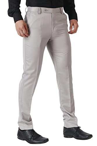 Image of MALENO Men's Slub Effect Solid Trouser | Classic Slim Fit Formal Trousers for Men | Slim Fit Trousers for Men