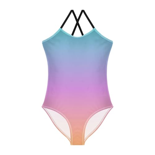 Yellow Blue Gradient Bathing Suits for Girls Kids Swimsuits Swimwear Summer Beach One Piece Swimsuits