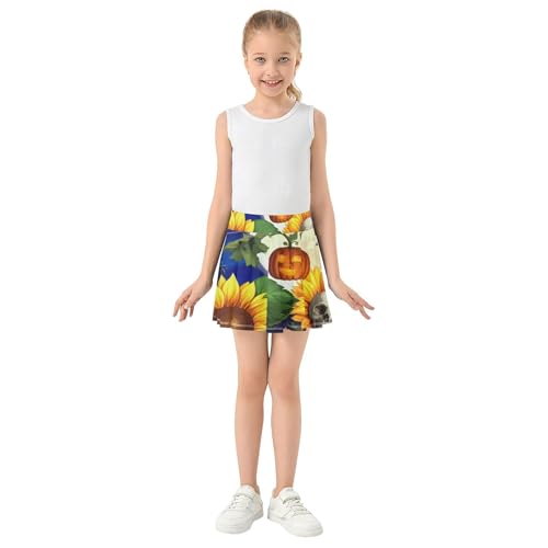 Girls Skorts Athletic Shorts Kids Tennis Skirts Blue Pink Cheer Skirt Sunflowers Skulls 3t3