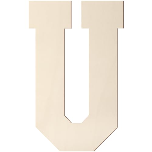 Wooden Letters 8 Inch, Big Wooden Letter U Shape Cutout Vintage Sports Style Unfinished Wood Alphabet Letters for Wall Decor Nursery Name Painting Crafts Party Room Home Decoration