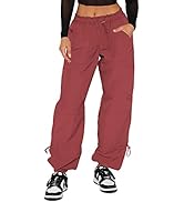 Waitfairy Parachute Pants for Women,Baggy Fit Cargo Pants with Pockets