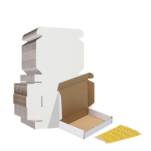 Image of HORLIMER 6x4x1 Shipping Boxes Set of 30, White Corrugated Cardboard Mailer Box for Packing Small Business