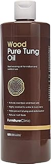 Furniture Clinic Pure Tung Oil (500 ml) - A Natural, Food Safe Wood Oil for Kitchen Worktops, Chopping Boards & All other Types of Wood - Provides a Lovely Finish for Indoor & Outdoor Use