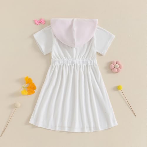 Image of Socutebabe Toddler Girl Swimsuit Cover Up Kids Beach Dress Bow Print Long Sleeve Hooded Bathing Suit Towel Coverup Swimwear