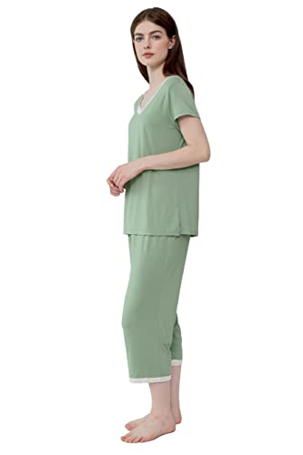 Image of Joyaria Cooling Pajamas Bamboo Viscose Lightweight PJs Set Women Wicking Sleepwear for Night Sweat S-XXL