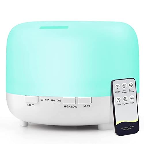 Aromatherapy Essential Oil Diffuser for Room: 500ml Aroma Air Humidifier Remote Control for Home Large & Small Rooms-Ultrasonic Cool Mist Diffusers Oils Vaporizer with Light,Light White