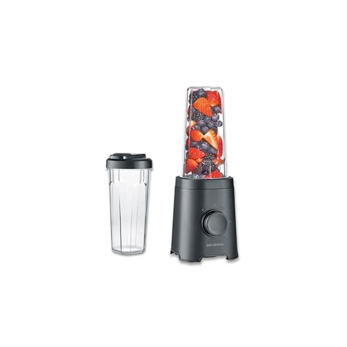 SEVERIN Mixeur à Smoothie Mix & Go, 600 ml, 2 niveaux de uissance, Blender 320 W, Lame inox, Inclus : 2 Récipients à Boisson ed 600 ml avec Couvercle, SM 3743