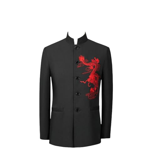 Tunique chinoise brodée à col montant pour homme, finitions haute qualité