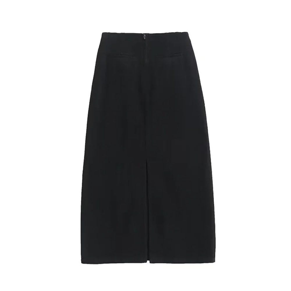 SWEPER Falda Corta De Mujer - Falda Vaquera con Abertura para Mujer, Falda hasta El Tobillo con Cremallera Sencilla Y Cintura Alta