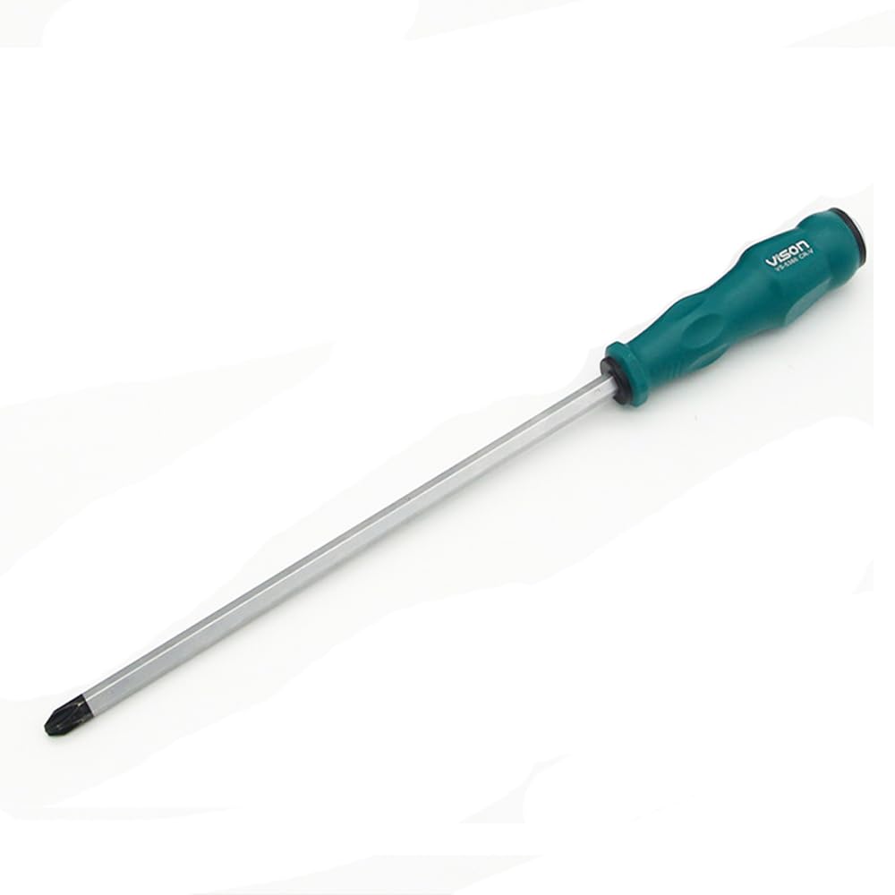 Fongmore Extra Long Total Length 16 Inches/410mm Slotted Flat Screwdriver Magnetic Demolition Screwdriver Shank S2 Steel With Ergonomic Handle (12 Inches, Flat)