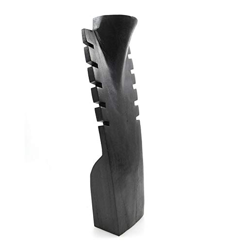 Coco Papaya Buste présentoir à colliers cranté en bois massif noir 40cm