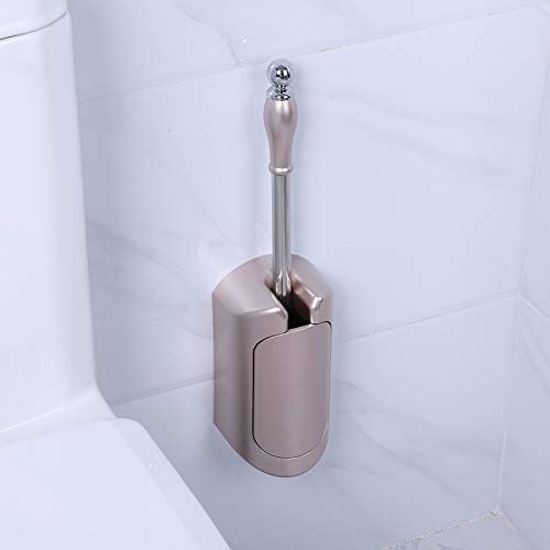 Image of Toilet Bowl Brush and Holder - Stainless Steel Handle Toilet Brush - Household Brush - Tool Set - for Home,Hotel,Bathroom (Rose Gold)