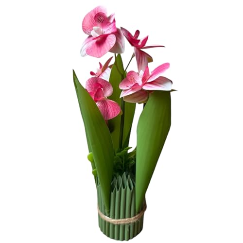 Image of Garden Art Pack of 1 Artificial Phalaenopsis Orchid Bonsai Bunch, 6 Heads, 9 Flowers, 31cm GAAPHOB-6H-31PS (Pink Shaded)