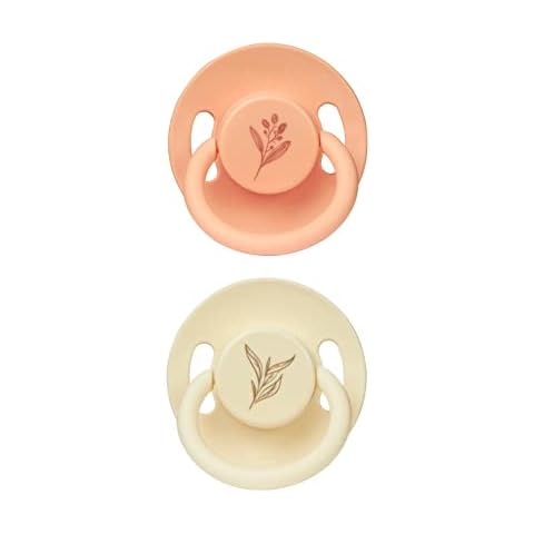 Wee Baby (2-Pack) Baby Dummies | 100% Natural Rubber Teething Dummy in Pastel Colours | Newborn Dummies with Air Holes to Prevent Irritation | BPA Free Baby Dummy Multipack in Rounded Tip Shape Cover