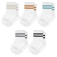 Kyopp 5 Paar Socken Baby Gestreift Neutrale Socks Baumwolle Reinem Weiß Kindersocken