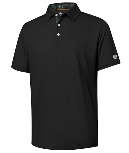Image of ZITY Golf Shirts for Men Short Sleeve Moisture Wicking Solid Performance Designed Print Collared Casual Polo Shirt