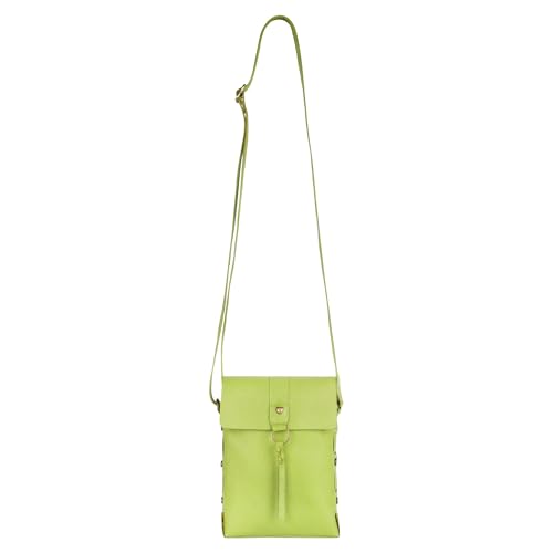 Vaan & Co. Long Crossbody Bag (Green) – Upcycled Genuine Leather Purse with Top Flap & Tassel, Stylish & Sustainable Shoulder Bag