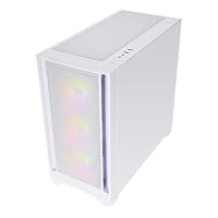 SILENTWARE Flow 110 White A-RGB Midi Tower PC-Gehäuse, Meshfront mit seitlichem Lufteinlass, Glas-Seitenfenster, 4X 120mm A-RGB HDB Lüfter, PWM & 3-Pin Steuerung, GPU bis 380mm, ATX/mATX/ITX – Ansicht 4