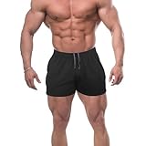 Muscle Alive Mens Workout Shorts Gym with 5' Inseam for Fitness Bodybuilding Clothing Black Color Size L