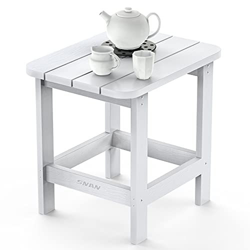 Outdoor Side Table, Adirondack Outdoor Side Table For Garden, Porch, Beach, Indoors And More, 18.9L 14.9W 18.1H Inches, White #TOP6
