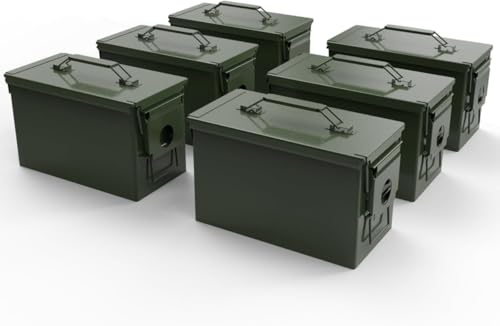 HARDROCK 50 AMMO Can Waterproof Metal –Army Green Ammo Box Steel –For Shotgun Rifle Nerf Ammunition 6pcs(Green)…