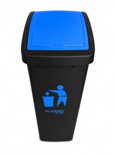 Image of Cello Plastic Garbage Swing-Lid Dustbin 48 Ltr, Black-Blue