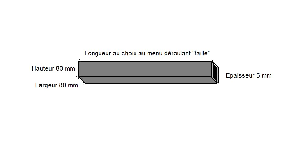 Tube Carré Acier 120x120x5 Mm - Longueur Au Choix De 20 à 300 Cm - S235 Brut - 5