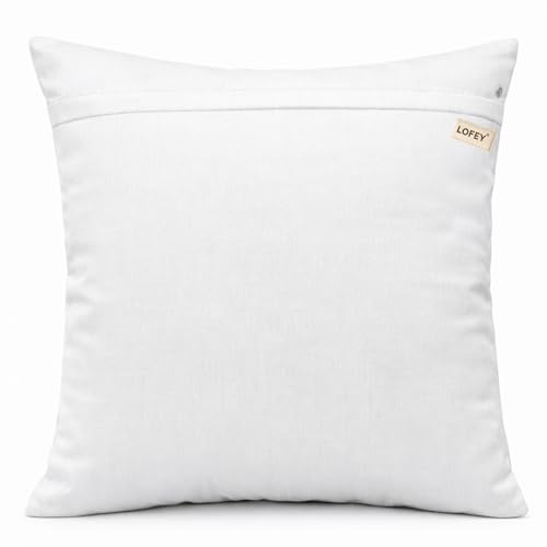 Image of LOFEY Dupion Silk Cushion Cover, 16 x 16 Inch (40 x 40 cm), Decorative Sofa Pillow Cover, Zipper Closure (2, White)