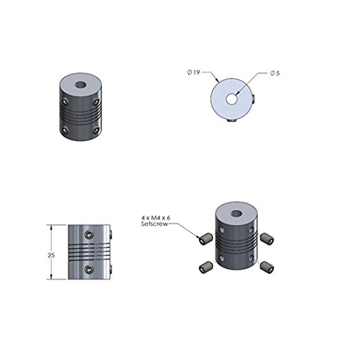 Image of Robocraze Flexible Couplings 5mm to 5mm with Grub screws NEMA 17 Shaft for RepRap 3D Printer or CNC Machine (Set of 2) | 3D Printer Project