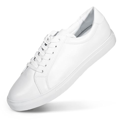 YZ Classic White Sneakers for Women PU Leather Tennis Shoes Low Top Casual Shoes