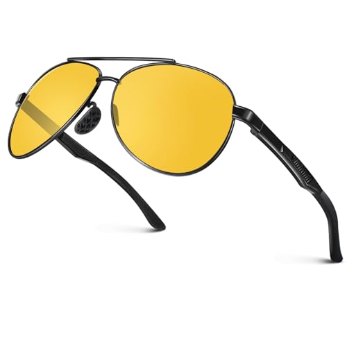 Premium Al-Mg Alloy Pilot Sunglasses for Men Women Polarized, Military Style UV400 Protection for Driving Fishing
