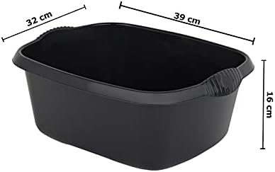 12L Plastic Rectangular Washing Up Bowl  Midnight Black/Dark Greyish | Portable Washing Tub For Outdoor Camping, Travel, Kitchen and Caravan, Space Saving Kitchen Storage
