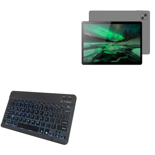 BoxWave Keyboard Compatible with Veidoo Tablet (13 in) - SlimKeys Bluetooth Keyboard - with Backlight, Portable Slim LED 7 Colors - Jet Black