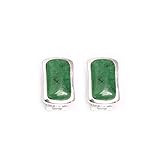  Sweet & Happy Girl\'s Store 14x22mm Rechteck gef?rbt gr¨¹n Jade Silber Ohrstecker Schmuck