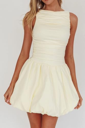 Women's Classy Sleeveless Balloon Skirt Mini Dress2