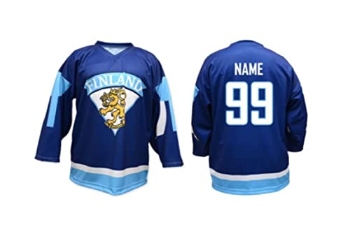 Custom Finland Hockey Jersey Any Size Name and Number Stitched Navy