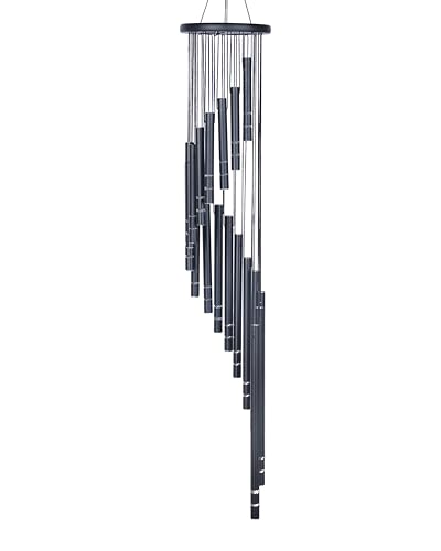 33.5" 18 Pipe Metal Wind Chims for Home Balcony Energy,& Office Positive Energy Meditation and Best Gift for Birthday Anniversary Home Vastu and Return Gift 18 Pipe Black,18 Pipe -Black