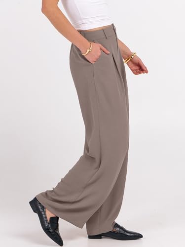 ANRABESS Women Wide Leg Dress Pants 2026 Summer High Waisted Business Casual Work Trousers Dressy Office Palazzo Pants Slacks Light Brown X-Large — view 3