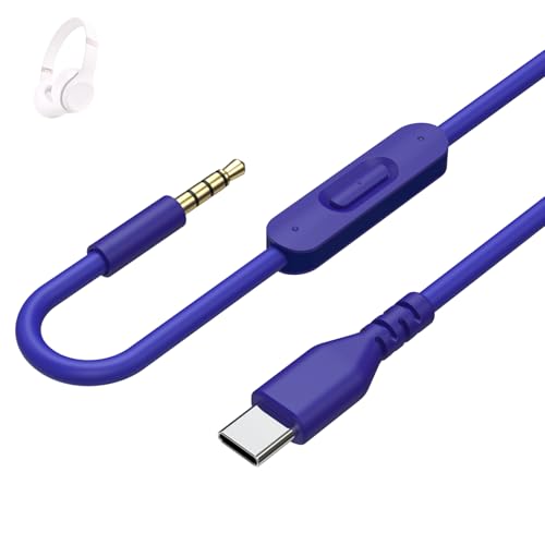 Hizsoaor USB C - 3.5mm�I�[�f�B�I�P�[�u���ABeats Solo 4 3 2�AStudio 2 3 Pro�ADetox Mixr Executive Pill �w�b�h�z�� Aux�R�[�h �C�����C���}�C�N�R���g���[���t�� iPhone 1