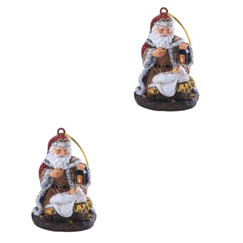 Pendentif Père Noël lot de 2 décorations pour sapin et intérieur de fête de fin d'année