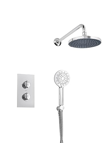 Triton Showers Revere Mixer Shower | Chrome | Rainfall Showerhead | Thermostatic Mixer Shower | Rear-fed | Mixer Shower for Bathroom | Concealed Mixer | Home Improvement
