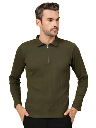 Image of Rigo Printed Casual T-Shirts for Men | Waffle Knit Solid T-Shirt for Men | Full Sleeves T-Shirts for Men