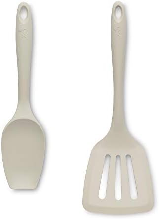 Zeal JSET12G Non-Stick Silicone Large Spatula Spoon & Turner 2-Piece Set-Sage Green