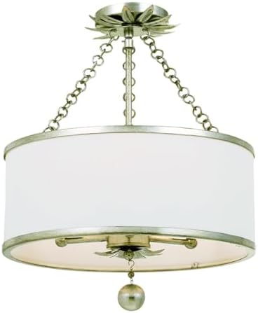 Crystorama Broche 3 Light Antique Silver Semi Flush Mount