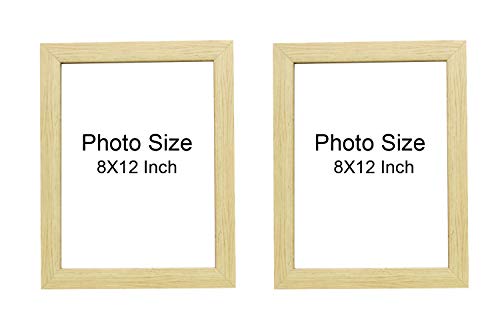 Image of Photo frame 8x12 /A4 Inches set of 2 Natural Wood Color Glass & Synthetic Wood Hanging /Table Top Modern Photo Frame for Wall Decoration