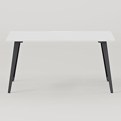 Image of Branch Office Desk, Modern Home Office Desk | Efficient Cable Management and Fast Assembly, Compact Workstation for Home or Apartment, 48 inch White Top, Charcoal Base