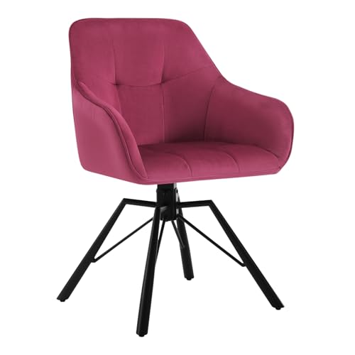 WOLTU Esszimmerstuhl drehbar 1er Set, Küchenstuhl, Polsterstuhl, Drehstuhl, bequemer Stuhl mit Armlehnen Rückenlehne, Armlehnenstuhl für Esszimmer Wohnzimmer, mit Samtbezug, Bordeaux